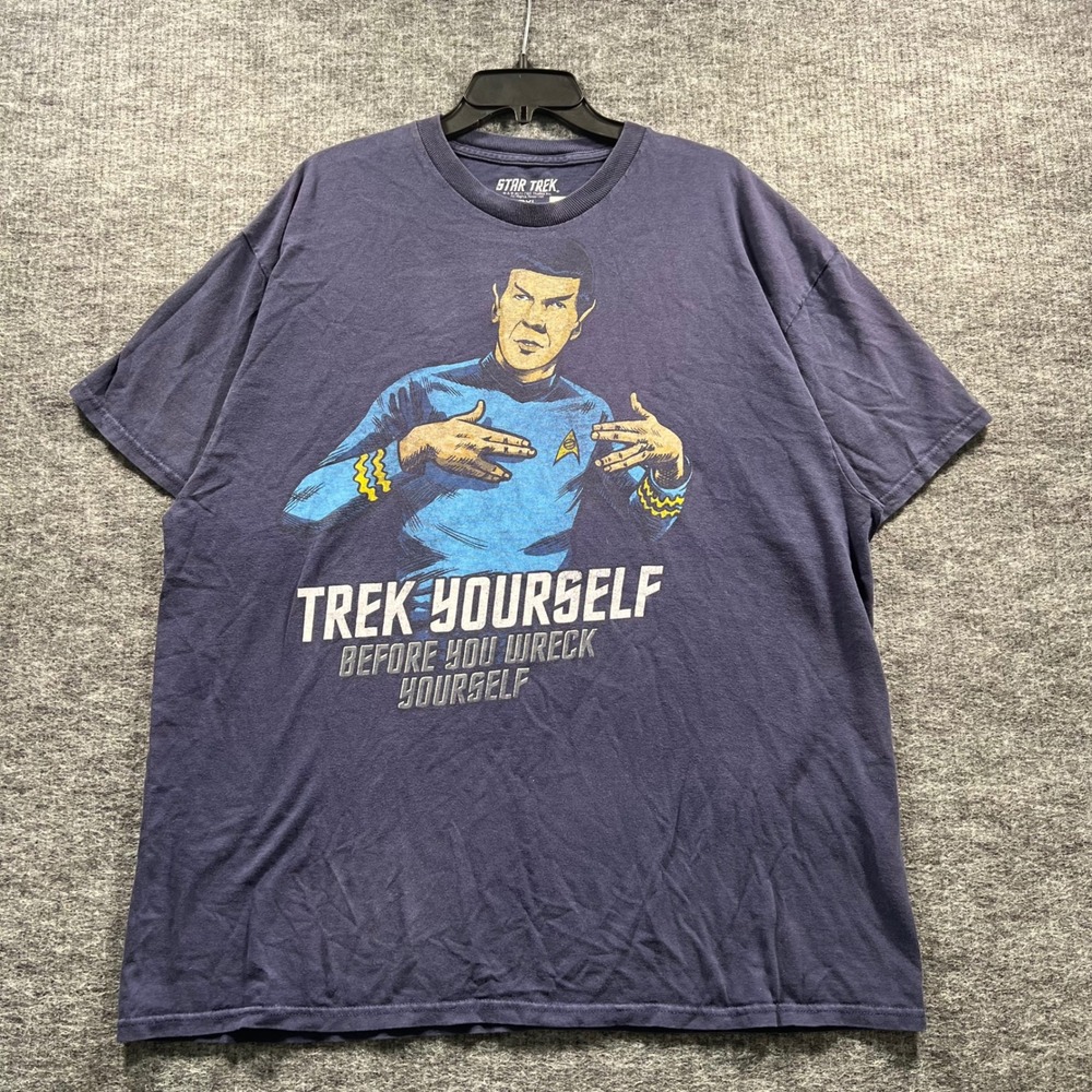 Star Trek Spock Trek Yourself Before You Wreck Yourself Graphic Tee Navy 2XL